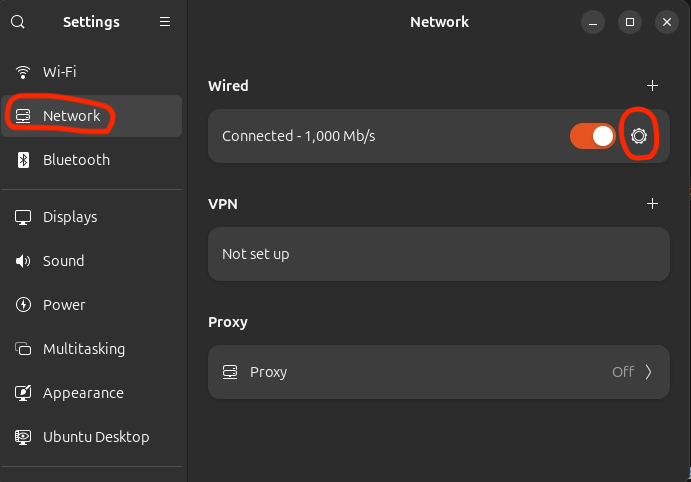 Network settings