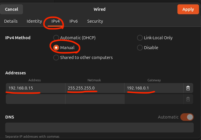 IPv4 settings