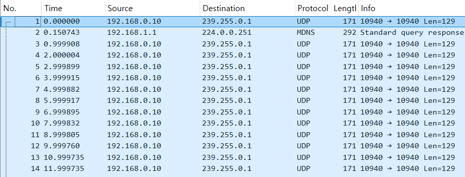 Wireshark 패킷 캡처 화면